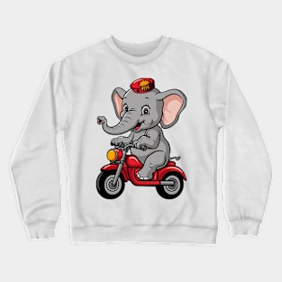 Baby Elephant on a Motorbike Crewneck Sweatshirt